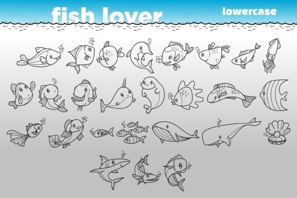 Fish Lover Font PNG with transparent background - Preview 2