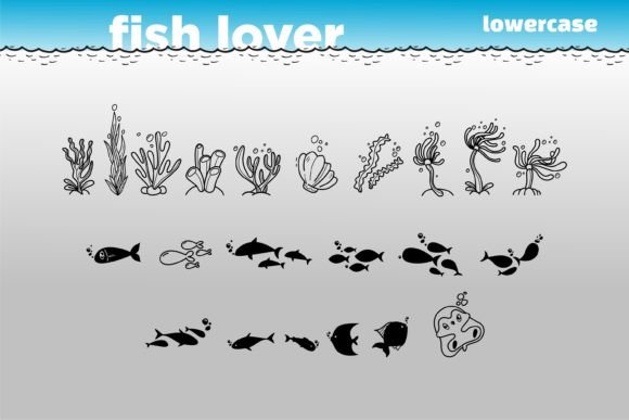 Fish Lover Font PNG with transparent background - Preview 3