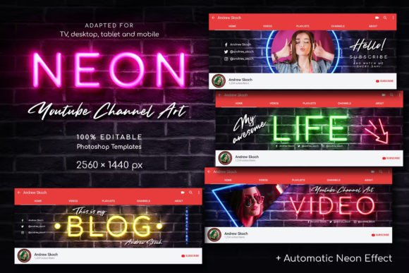 Neon YouTube Channel Art