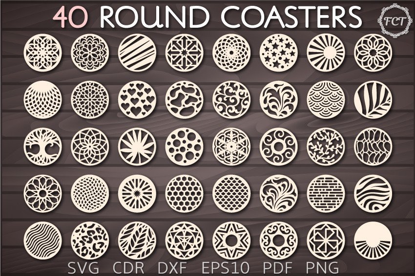 Coaster SVG Bundle, Round Coaster Set · Creative Fabrica