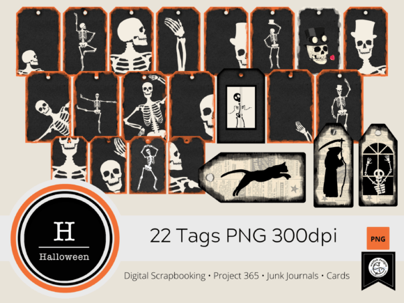 Digital Halloween Tags for Scrapbooking & Planners