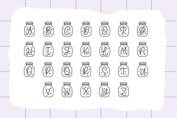 Love Jar Monogram Font PNG with transparent background - Preview 1