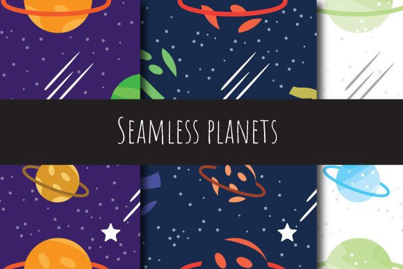 Seamless Planets Graphic Patterns By GraphicBubble