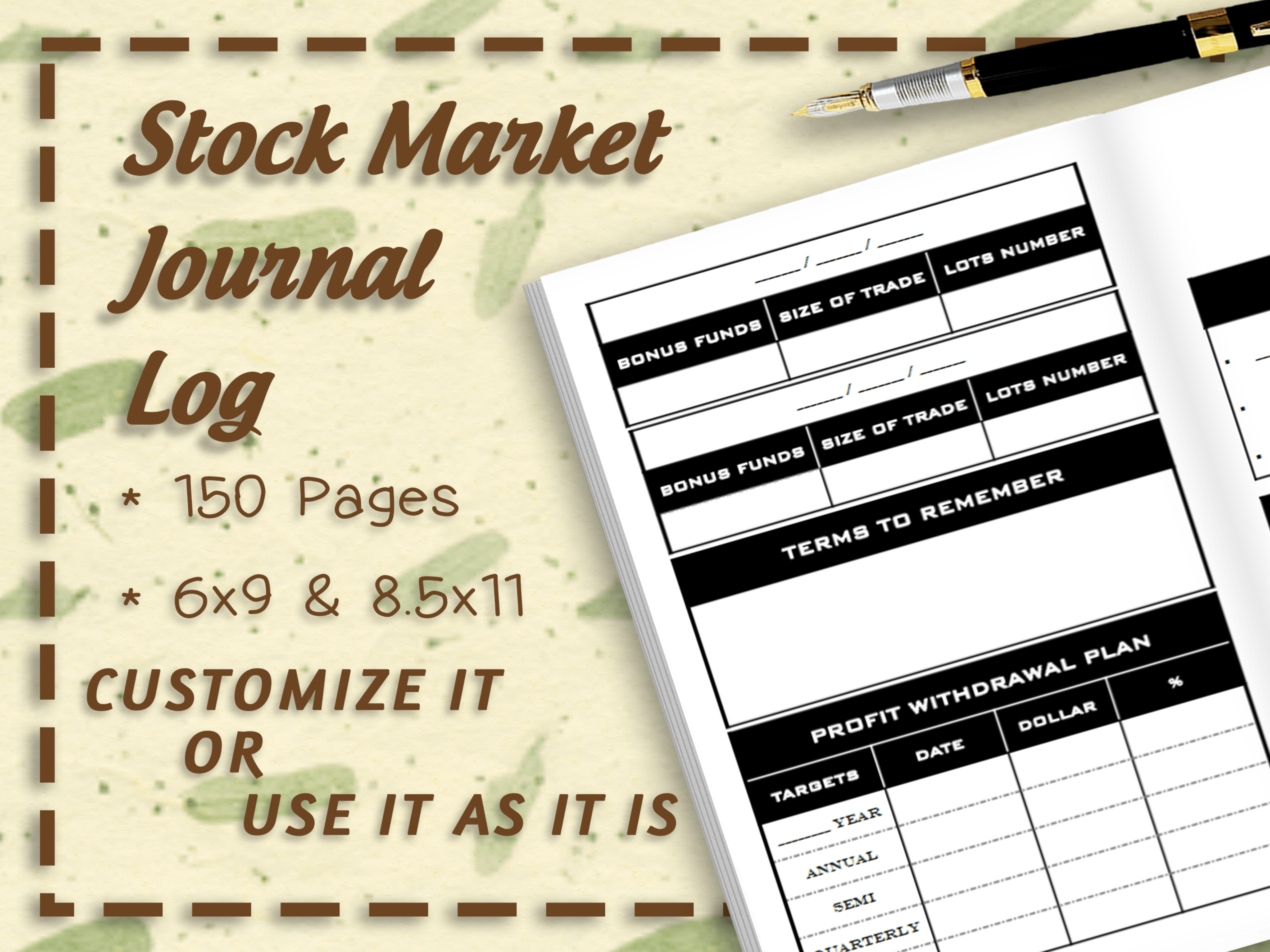 Stock Market Journal Log Graphic by TheDigitalAxolotl · Creative Fabrica