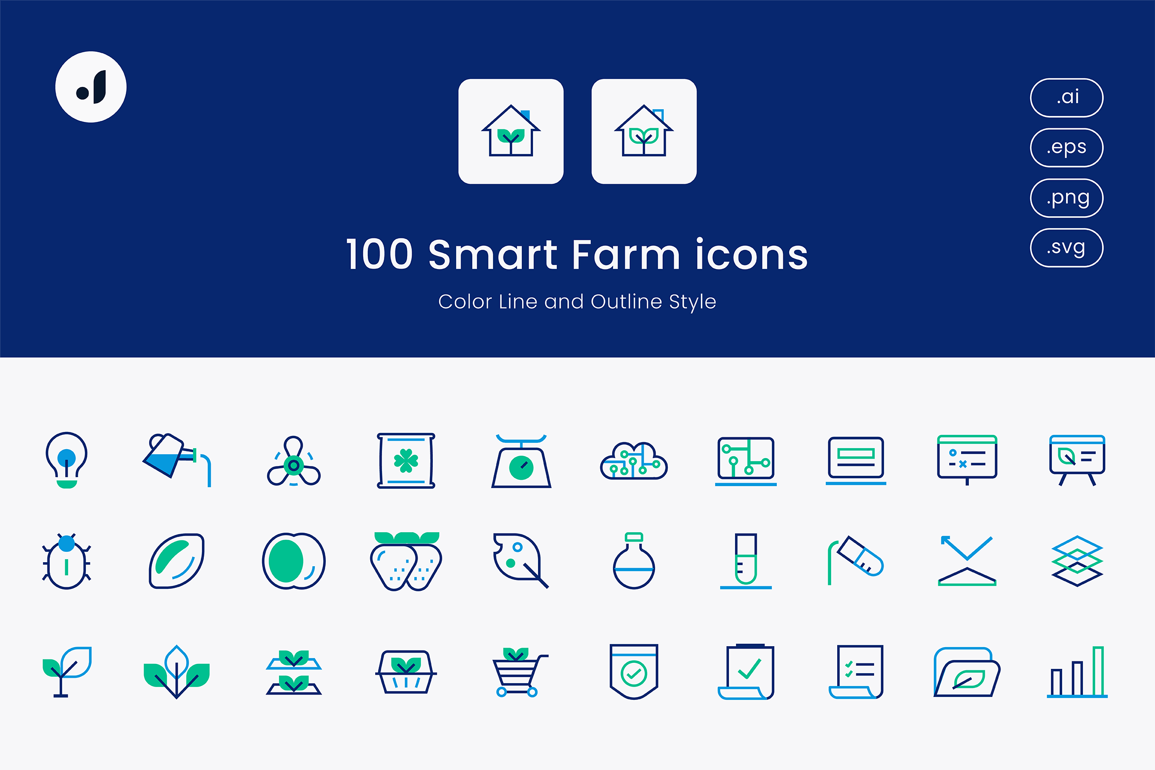 100 Smart Farm Icons Set Graphic by Jump Studio · Creative Fabrica