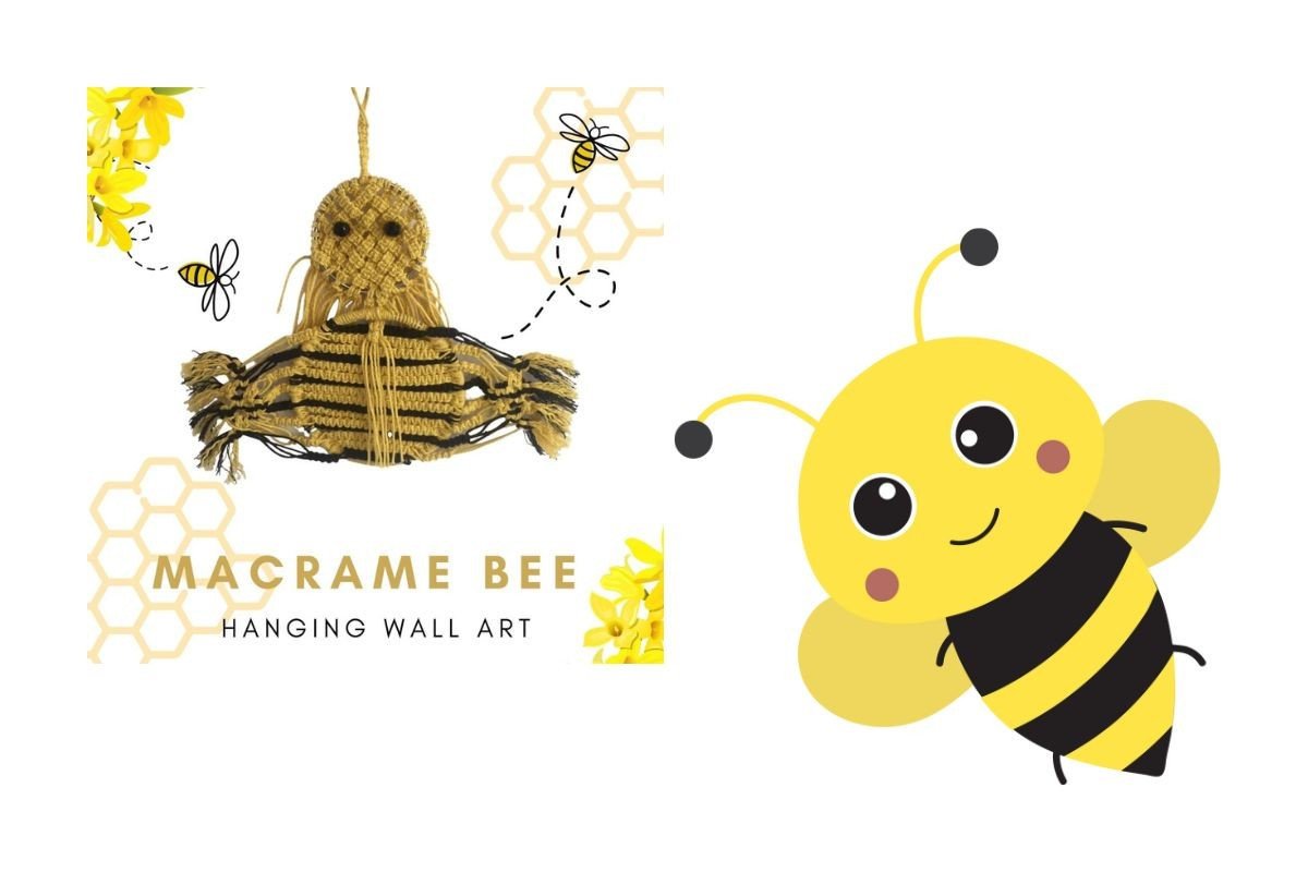 Bee Lovers Macrame Pattern Wall Art