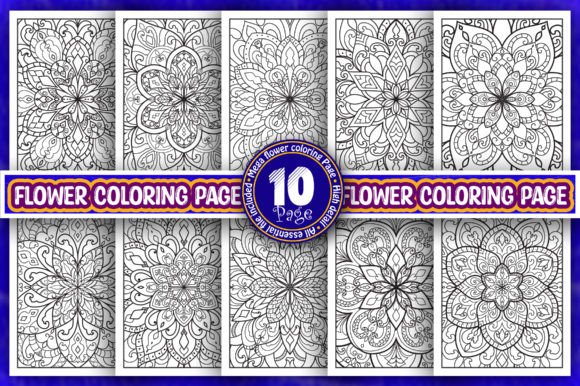 Adult Flower Coloring Book Page Bundle Graphic by Vectorizee · Creative ...