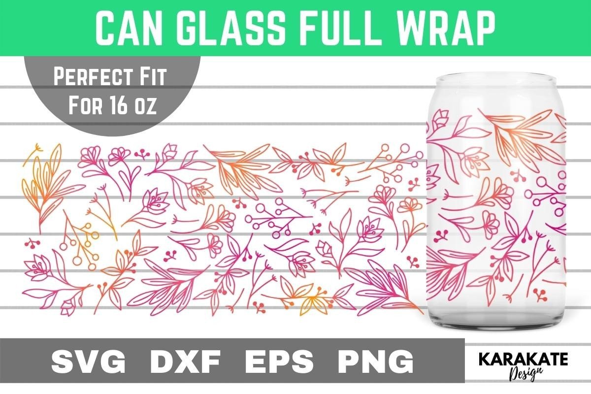 Line Flower, 16 Oz Can Glass Wrap SVG Graphic by KARAKATE · Creative ...