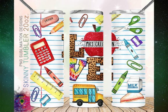 Love Apple Love Teacher Leopard Tumbler Graphics