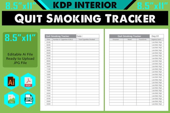 cigarette tracker Quit Smoking Tracker Large -KDP Interior Graphic by Graphic & KDP Interior  Shop · Creative Fabrica