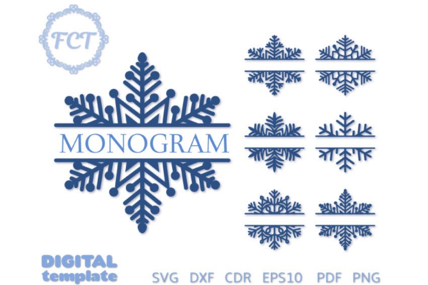 Snowflake SVG Split Monogram Bundle