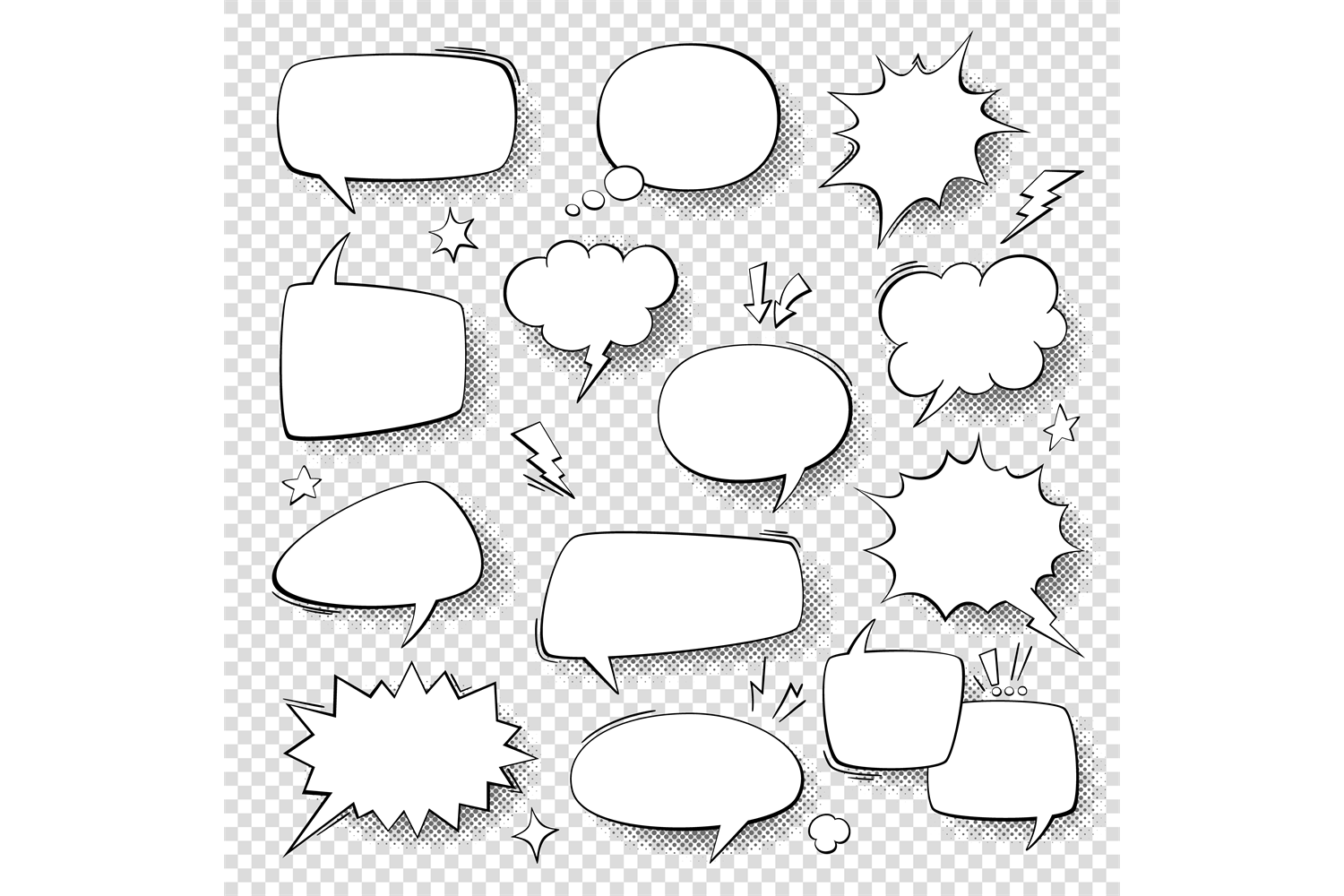 Speech Bubbles. Vintage Word Bubbles, Re