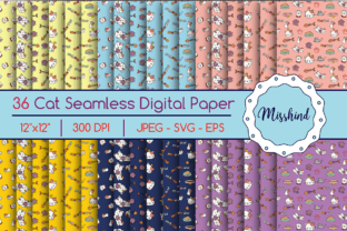Cute Cat Pattern • Digital Paper Graphic Graphic by misshind · Creative ...