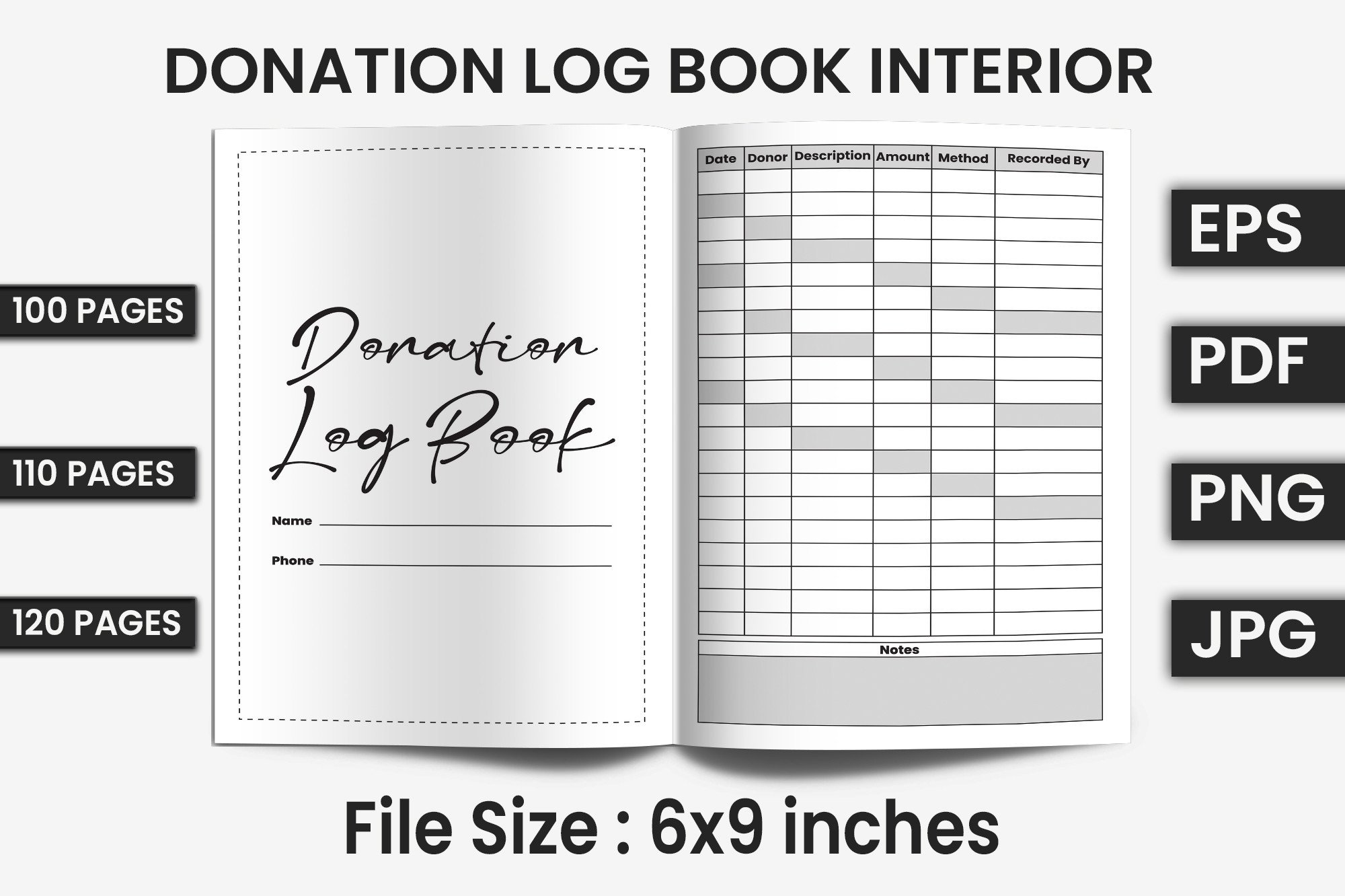 Donation Log Book | KDP Interior Graphic by CuttingLab · Creative Fabrica