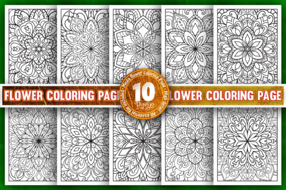 Flower Adult Coloring Page Bundle-KDP Graphic by Vectorizee · Creative ...