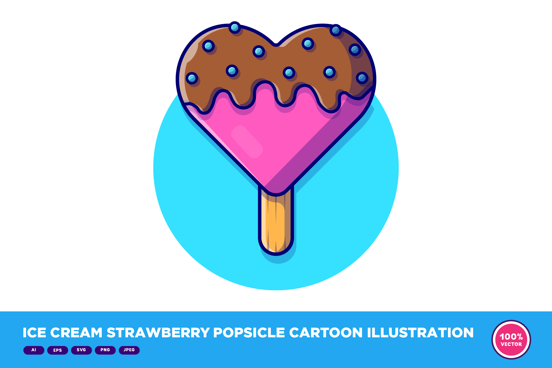 Ice Cream Strawberry Popsicle Cartoon Graphic by catalyststuff ...