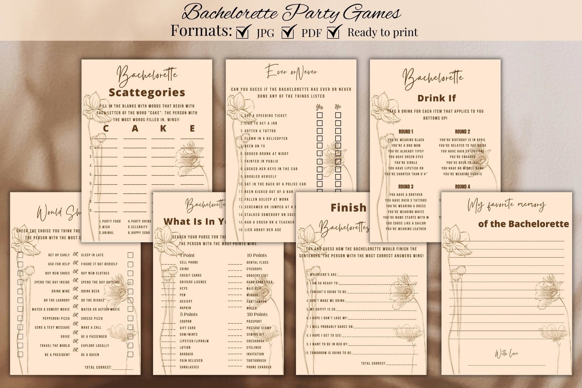 Printable Bachelorette Party Games