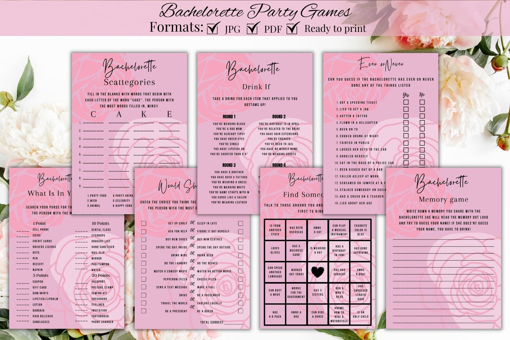 Printable Bachelorette Party Games