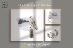 Watercolor Snowy Owls Clipart Graphic by STEWART.STUDIO · Creative Fabrica