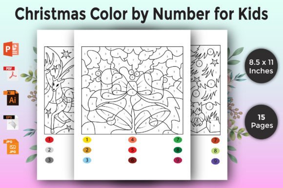 Christmas Color by Number Pages for Kids