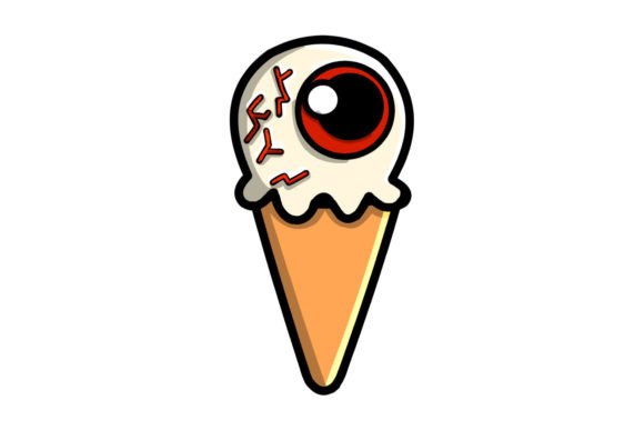 Halloween Icecream Character Cartoon Art Graphic Illustrations By pohonrindangstudio