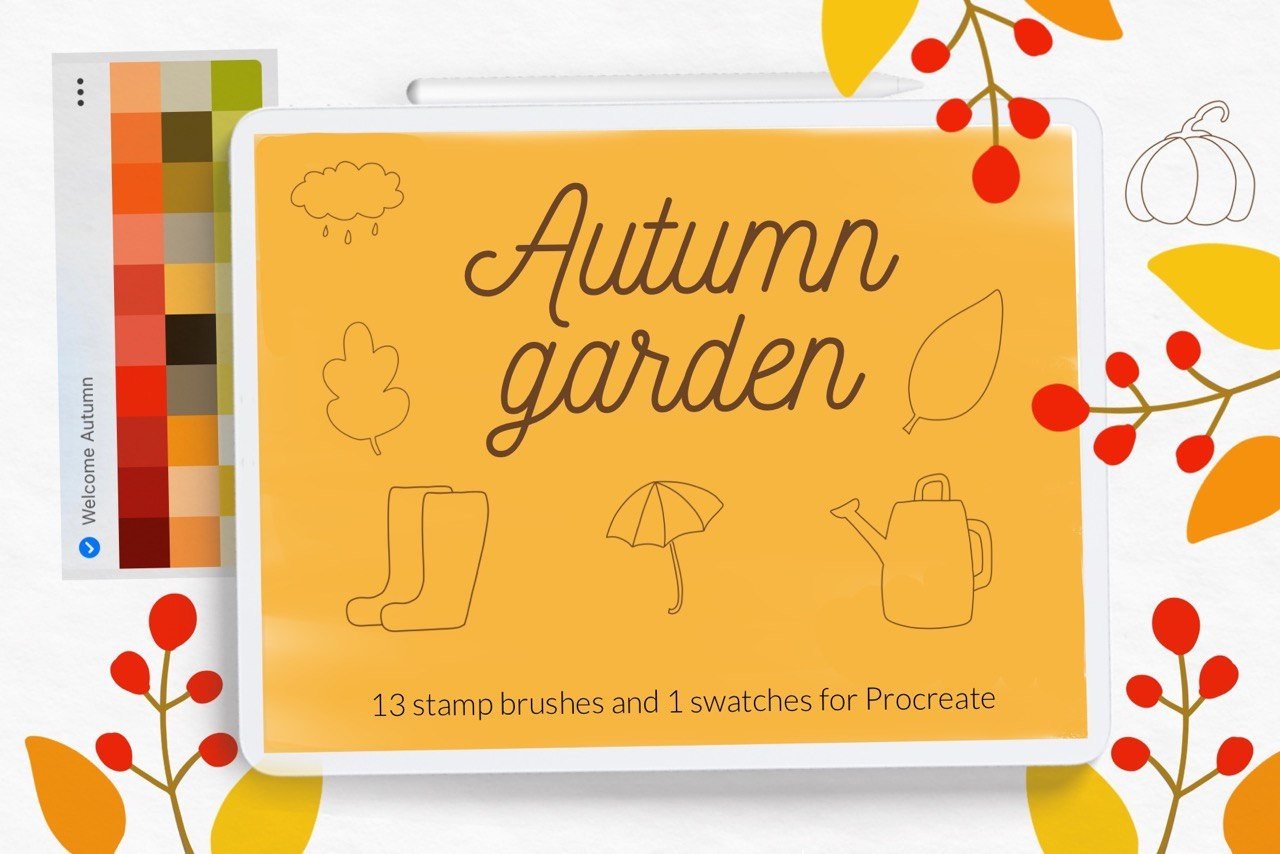 Autumn Garden Procreate Stamp Brushes Graphic by LetsArtShop · Creative ...