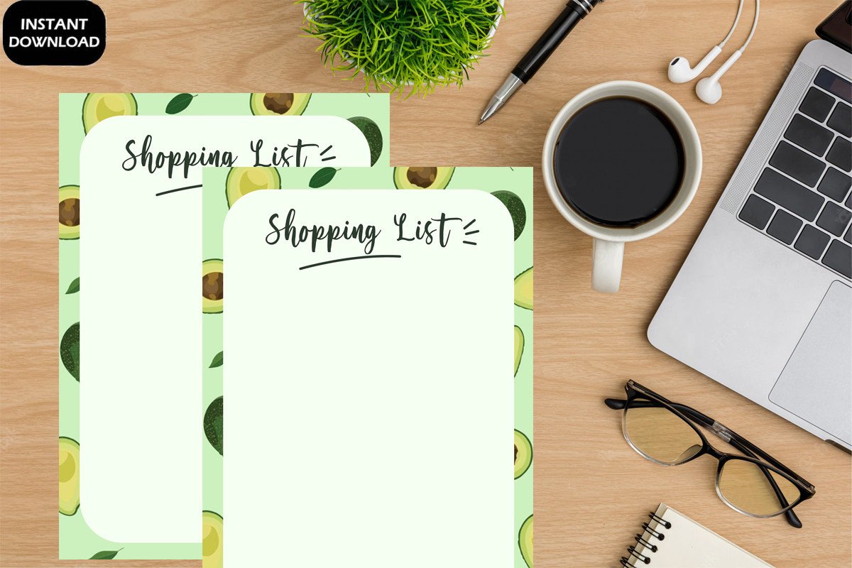 Avocado Cute Shopping List Printable PDF