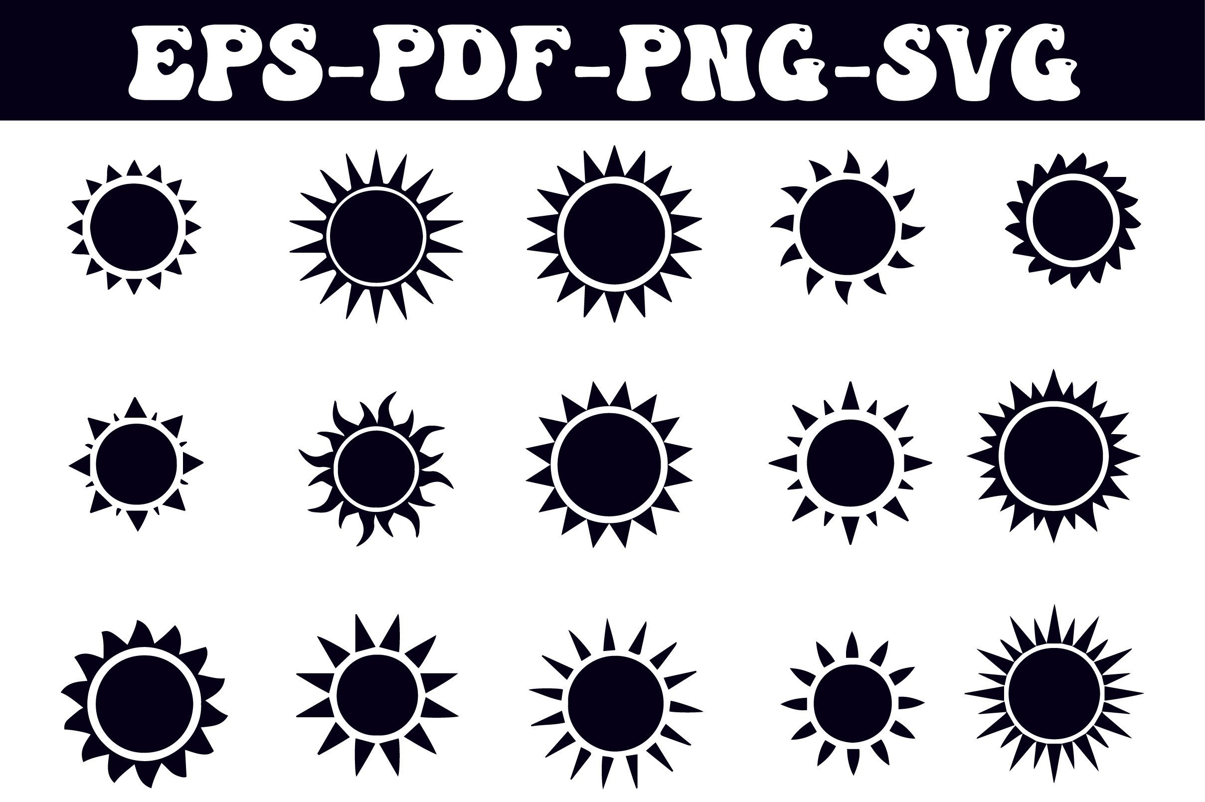 Black Sun Bundle Svg Clip Art Graphic by sweetsvg · Creative Fabrica