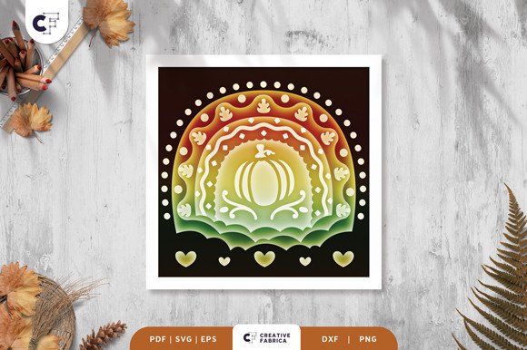 Fall Boho Rainbow 3D Shadow Box · Creative Fabrica