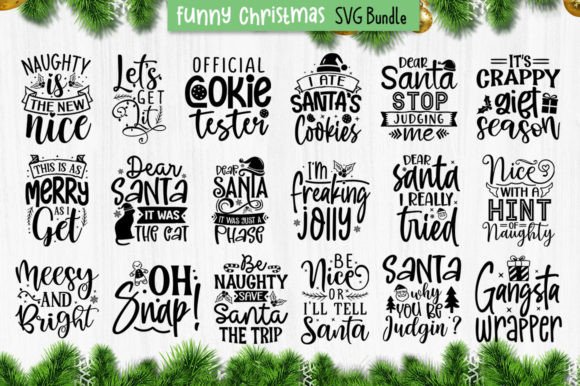 Funny Christmas Quotes SVG Bundle (20 Designs)
