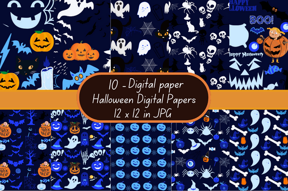 Halloween Digital Papers Patterns Graphic by Alterox · Creative Fabrica