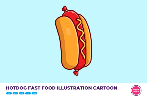 Hotdog Fast Food Illustration Cartoon