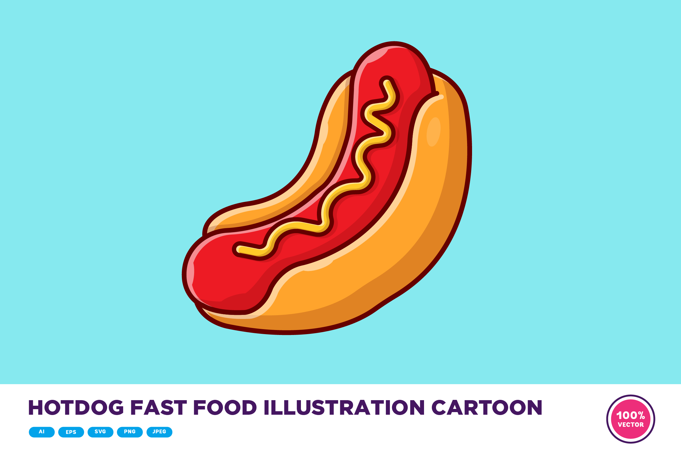 Hotdog Fast Food Illustration Cartoon