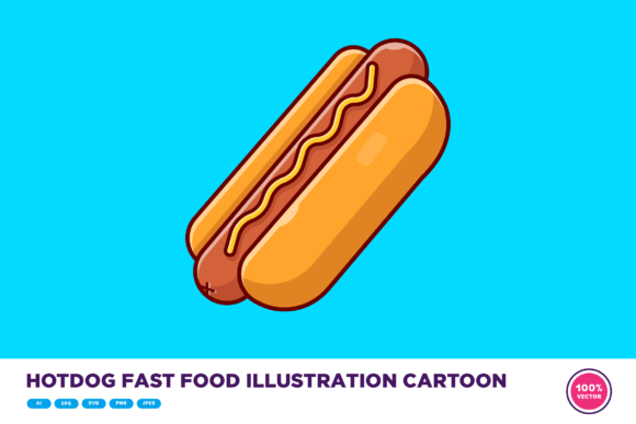 Hotdog Fast Food Illustration Cartoon
