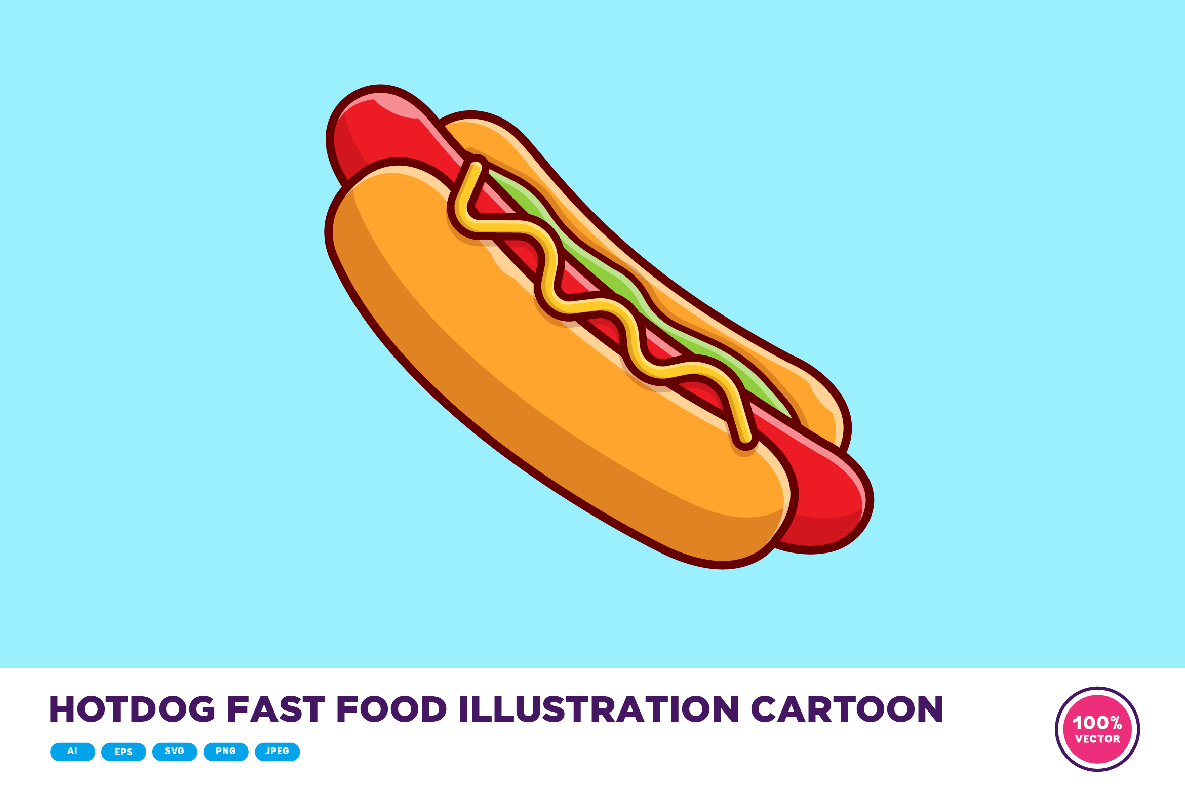 Hotdog Fast Food Illustration Cartoon