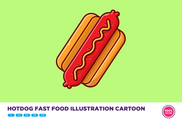Hotdog Fast Food Illustration Cartoon