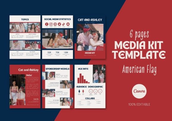 Canva media kit template with free design elements