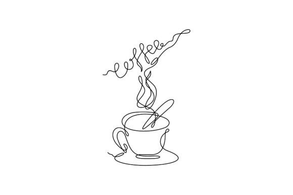 One Continuous Line Drawing of Coffee Graphic by yanuart  Creative Fabrica
