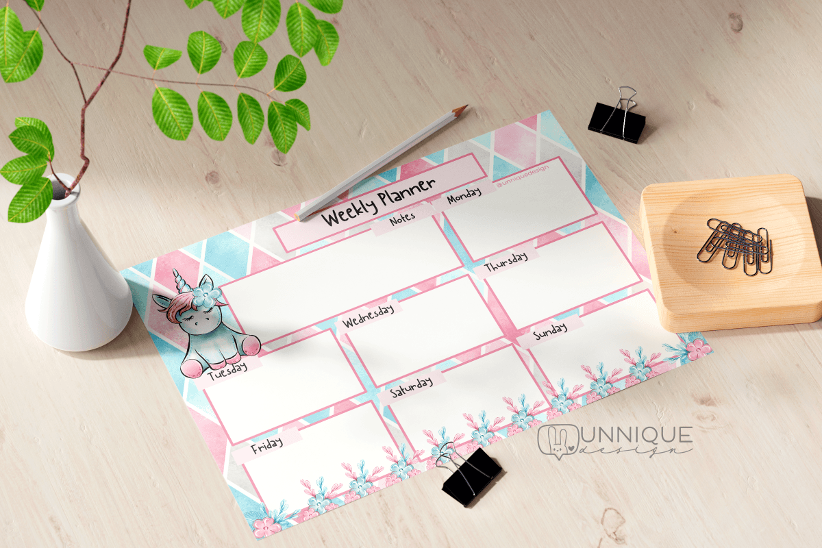 Weekly Planner Unicorn Graphic by Unnique Design · Creative Fabrica