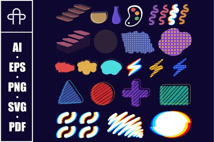 Abstract Elements Retro Vector Set