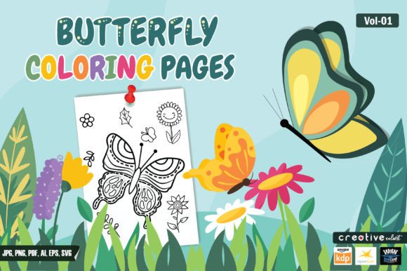 Butterfly Coloring Pages for Kids Graphic by creativecolart · Creative ...