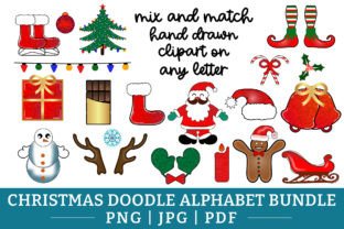 Christmas Doodle Alphabet PNG Bundle Graphic by CraftlabSVG · Creative ...