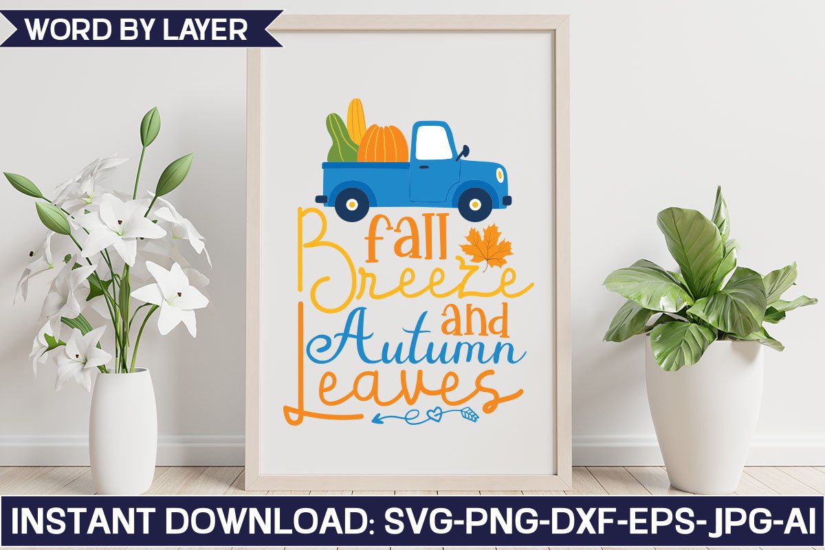 Fall Breeze and Autumn Leaves Svg Design Graphic by SvgHouse · Creative ...
