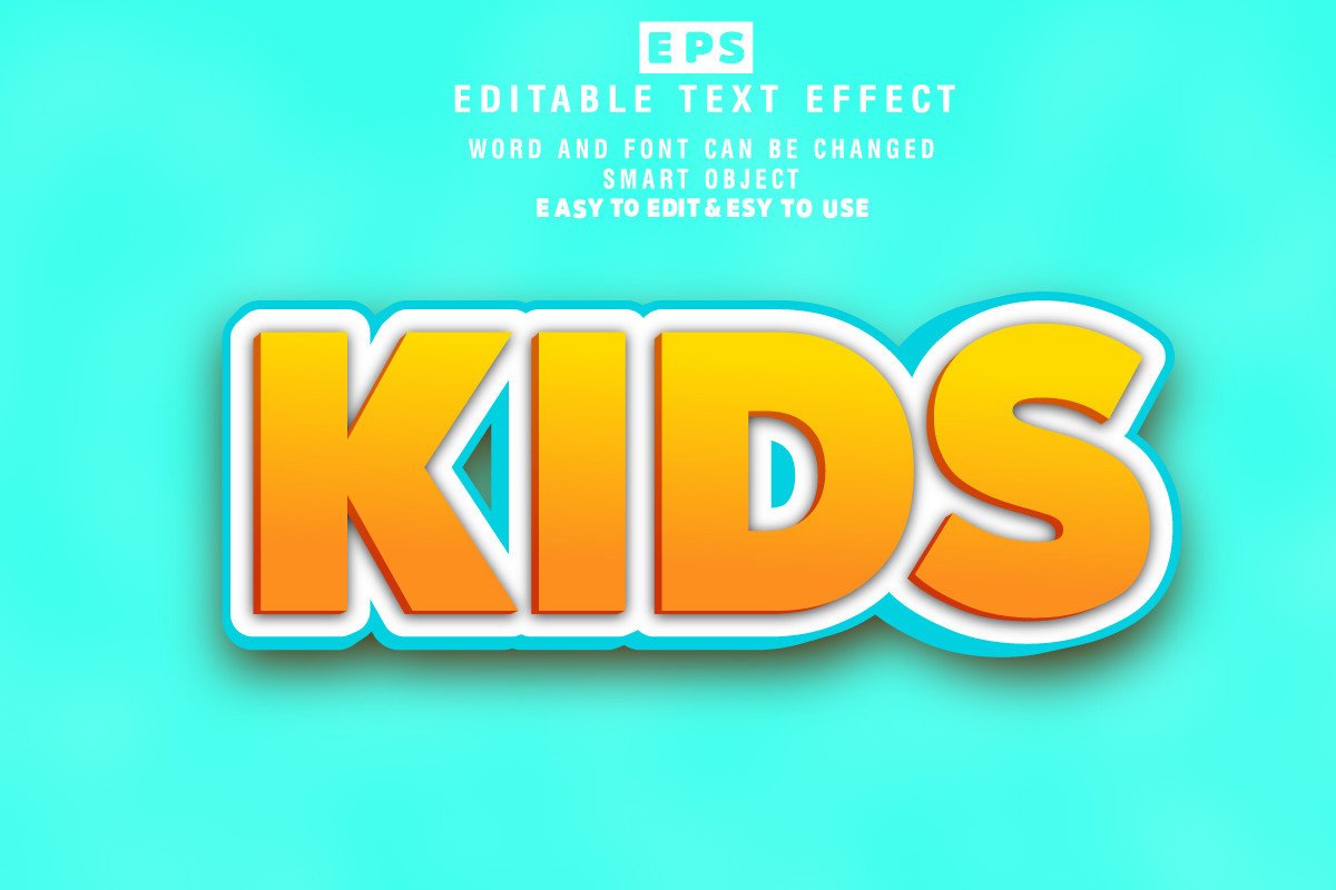 Kid 3d Editable Text Effect Vector Graphic by TrueVector · Creative Fabrica