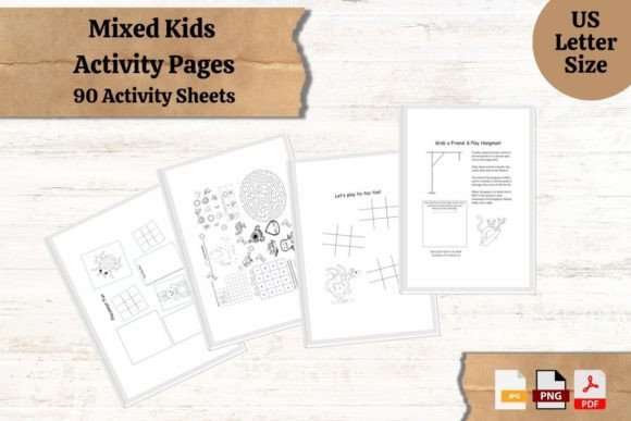 Kids Mixed Activity Sheets Graphic by Utterly Printable · Creative Fabrica