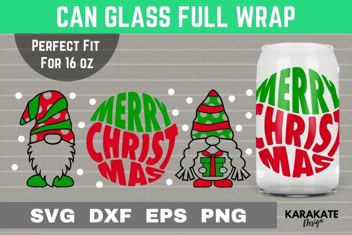 Merry Gnome, 16 Oz Can Glass Wrap SVG Graphic by KARAKATE · Creative ...
