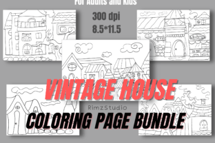 VINTAGE HOUSE COLORING PAGE BUNDLE 2 Graphic by RimzStudio · Creative ...