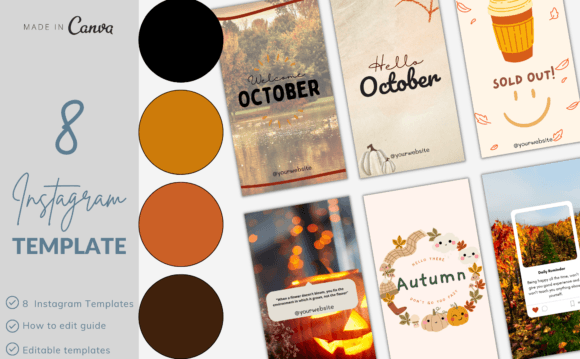 8 Falloctoberautumn Instagram Template Graphics