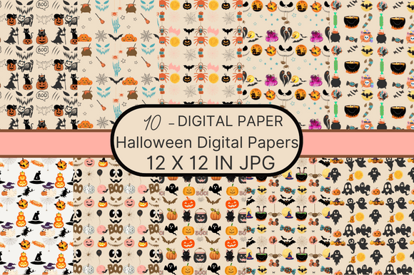Cute Halloween Digital Papers Graphic by Alterox · Creative Fabrica