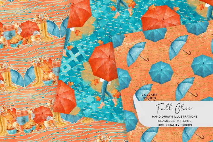 Fall Digital Paper, Autumn Patterns Graphic by collartstudio · Creative ...